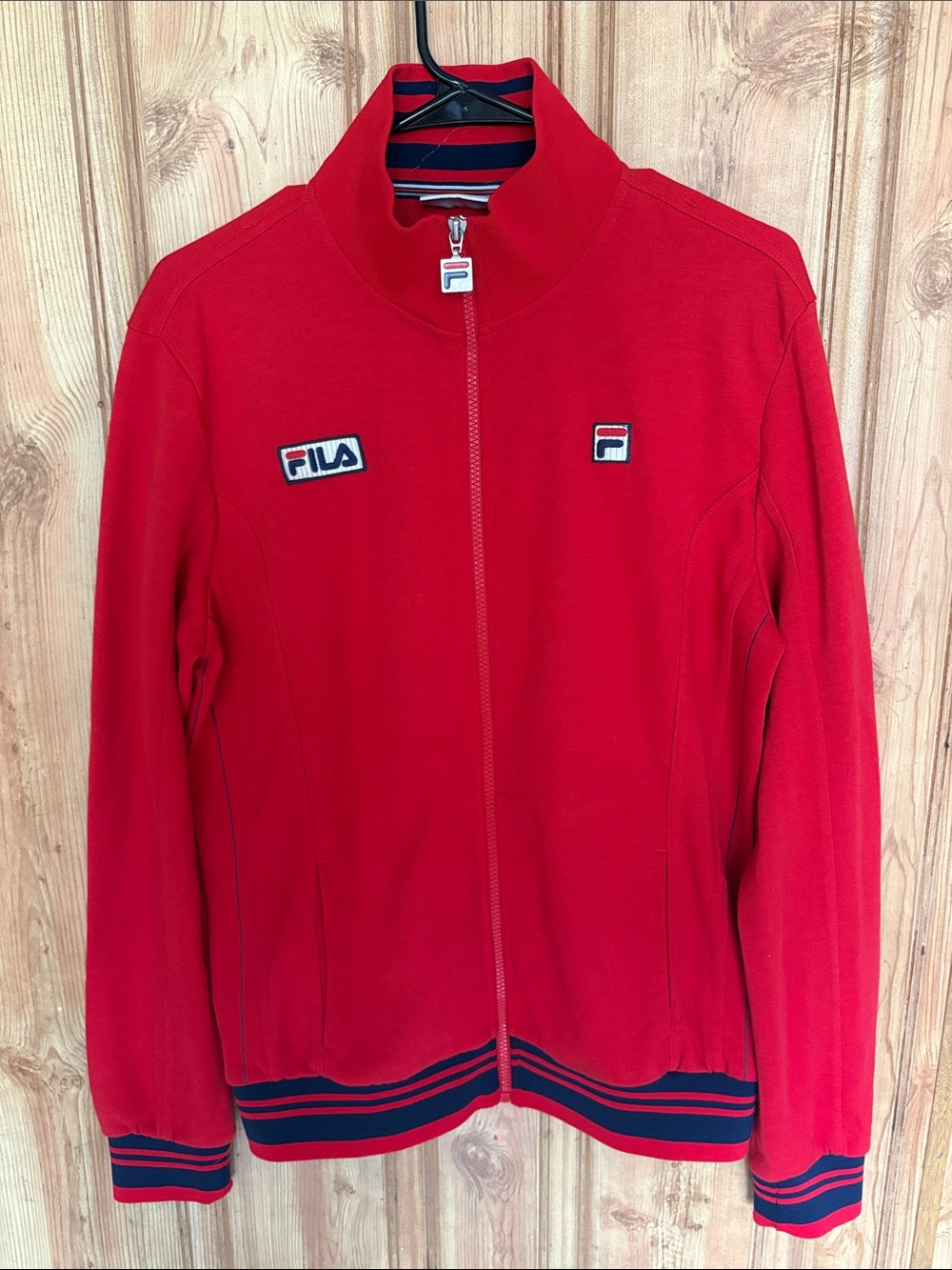FILA Red Jacket with Navy and White Trim size S